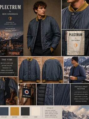 Sz Large Plectrum by Ben Sherman Jacket 2026 Winter Cortina Italy GB Designer